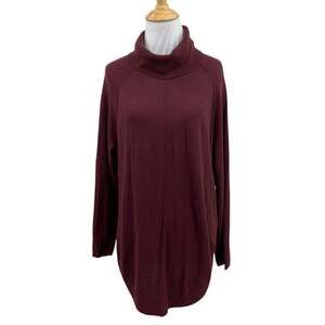 Caslon Sweater Womens S Small Burgundy Wool Blend Turtleneck Oversized Tunic